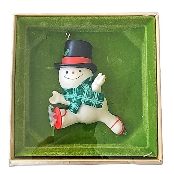 Hallmark Keepsake 1979 The Skating Snowman Ornament in Box 4" x 2.75" Open Box - Picture 1 of 9